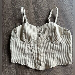 Cream Ribbed Women's Top